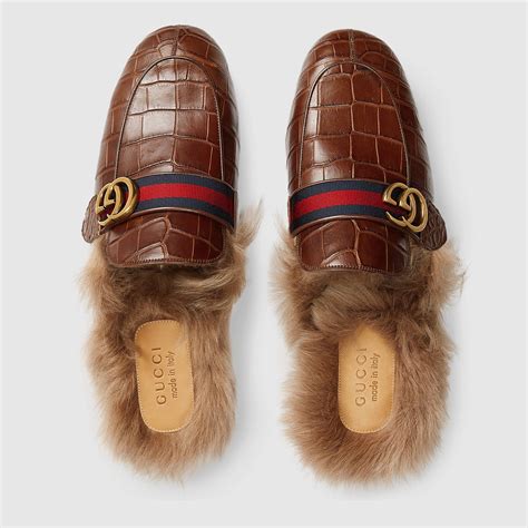 gucci leather slipper|gucci crocodile slippers.